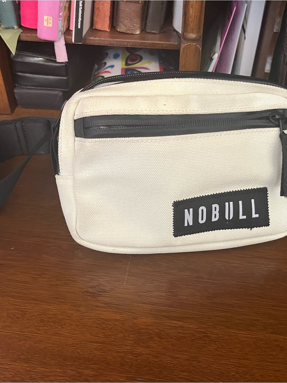 NOBULL Cream Canvas Crossbody CrossFit Belt Bag with Black Trim